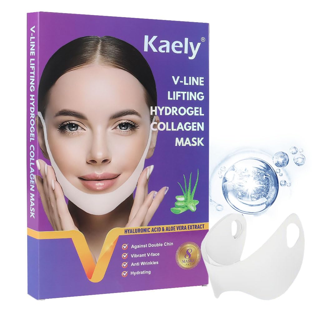 Kaely 8Pcs V Line Lifting MaskDouble Chin MaskChin Strap for Double Chin for WomenFace Lift Mask with CollagenHydrating Anti-aging